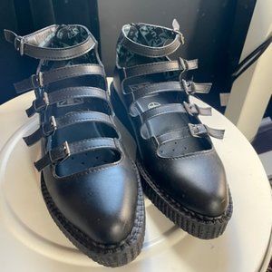 Black TUKskin™ Multi-Strap Pointed Mary Jane Creeper size women's 8